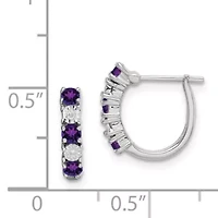 3/8 ct. t.w. Amethyst and Diamond Accent Earrings in Rhodium-plated Sterling Silver