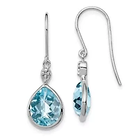9.6 ct. t.w. Blue Topaz and Diamond Accent Earrings in Rhodium-plated Sterling Silver