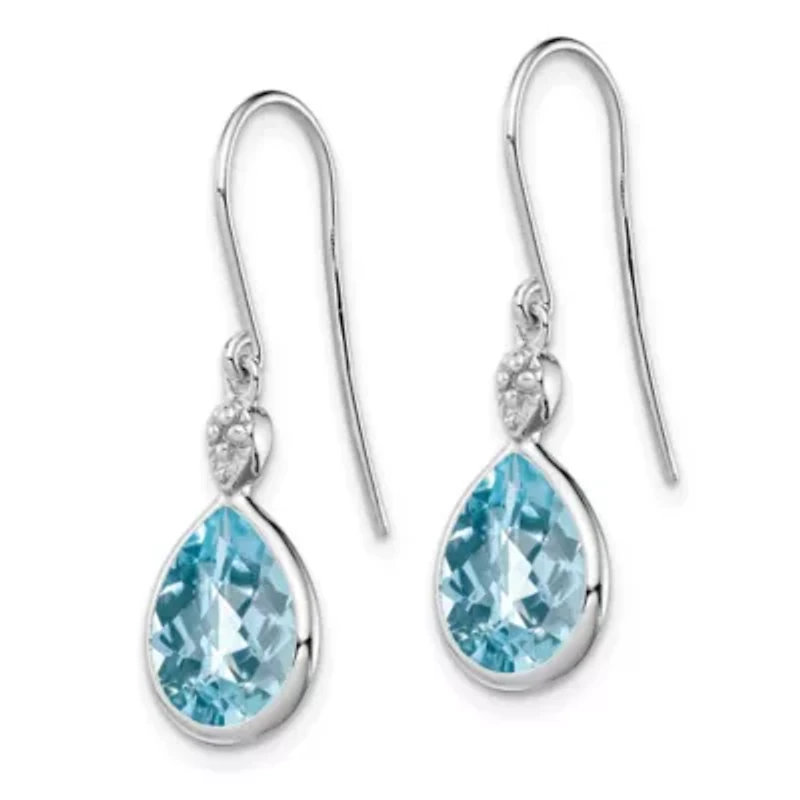 9.6 ct. t.w. Blue Topaz and Diamond Accent Earrings in Rhodium-plated Sterling Silver