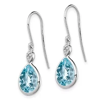 9.6 ct. t.w. Blue Topaz and Diamond Accent Earrings in Rhodium-plated Sterling Silver