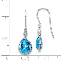 9.6 ct. t.w. Blue Topaz and Diamond Accent Earrings in Rhodium-plated Sterling Silver