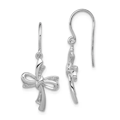 0.024 ct. t.w. Diamond Cross Dangle Earrings in Rhodium-plated Sterling Silver