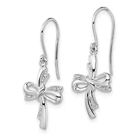 0.024 ct. t.w. Diamond Cross Dangle Earrings in Rhodium-plated Sterling Silver