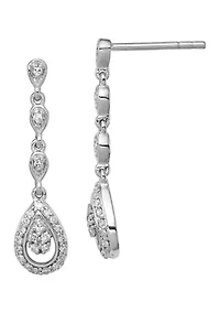 1/4 ct. t.w. Diamond Teardrop Post Earrings in Rhodium Plated Sterling Silver
