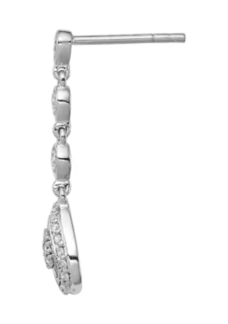 1/4 ct. t.w. Diamond Teardrop Post Earrings in Rhodium Plated Sterling Silver