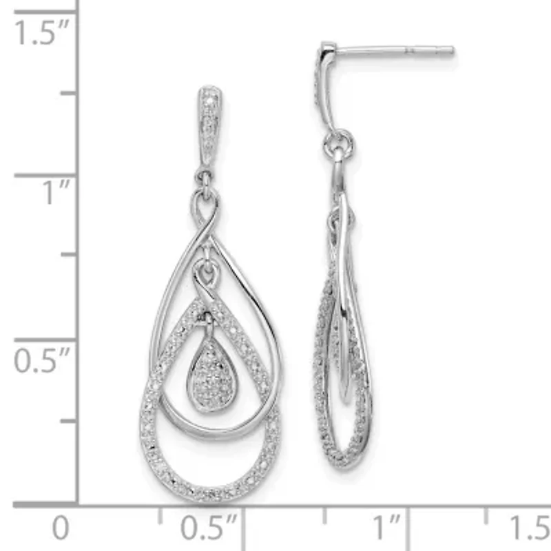 0.03 ct. t.w. Diamond Post Dangle Earrings in Rhodium-plated Sterling Silver
