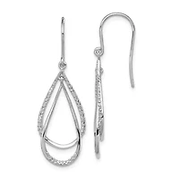 0.018 ct. t.w. Diamond Dangle Earrings in Rhodium-plated Sterling Silver