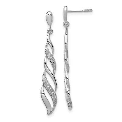 0.012 ct. t.w. Diamond Swirl Post Dangle Earrings in Rhodium-plated Sterling Silver