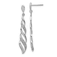 0.012 ct. t.w. Diamond Swirl Post Dangle Earrings in Rhodium-plated Sterling Silver