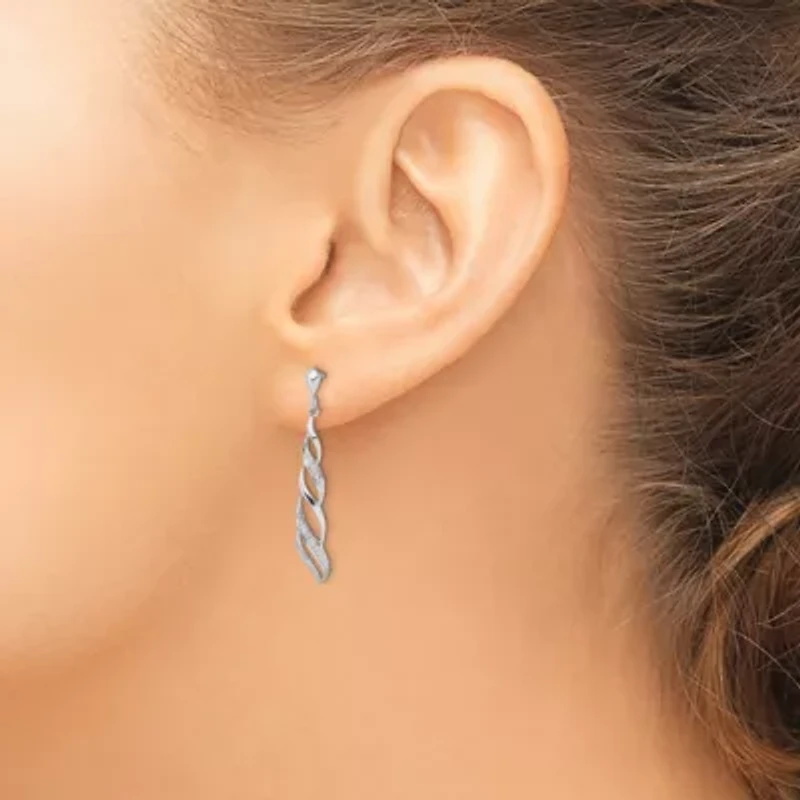 0.012 ct. t.w. Diamond Swirl Post Dangle Earrings in Rhodium-plated Sterling Silver