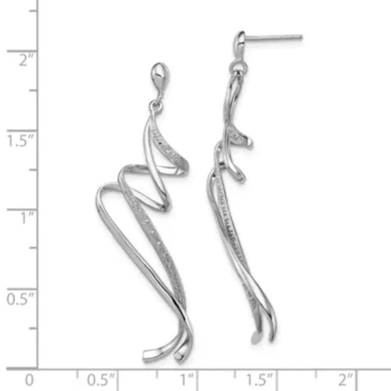 0.012 ct. t.w. Diamond Swirl Post Dangle Earrings in Rhodium-plated Sterling Silver