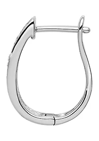 1/5 ct. t.w. Diamond Oval Hinged Hoop Earrings in Rhodium Plated Sterling Silver