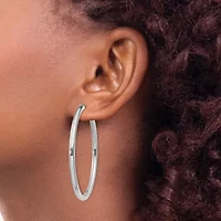 Sterling Silver Rhodium-plated 3x50mm Endless Tube Hoop Earrings