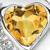 1/2 ct. t.w. Citrine and Diamond Accent Heart Earrings in Rhodium-plated Sterling Silver
