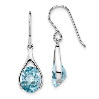 6.4 ct. t.w. Blue Topaz Shepherds Hook Earrings in Rhodium-plated Sterling Silver