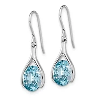 6.4 ct. t.w. Blue Topaz Shepherds Hook Earrings in Rhodium-plated Sterling Silver