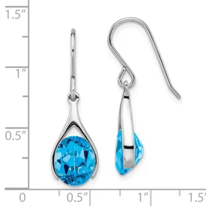 6.4 ct. t.w. Blue Topaz Shepherds Hook Earrings in Rhodium-plated Sterling Silver