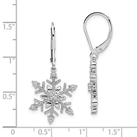 0.01 ct. t.w. Diamond Snowflake Leverback Earrings in Rhodium-plated Sterling Silver