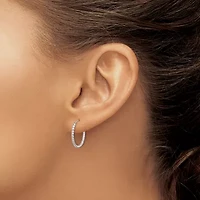 Sterling Silver Diamond-cut 1.5x18mm Endless Hoop Earrings
