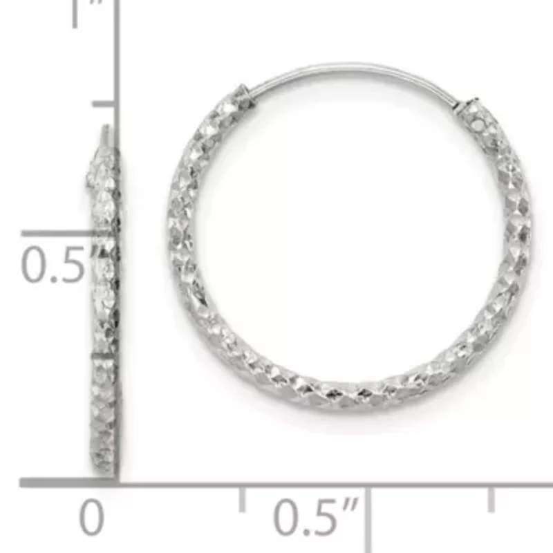 Sterling Silver Diamond-cut 1.5x18mm Endless Hoop Earrings