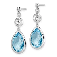 6.68 ct. t.w. Sky Blue Topaz and 3/4 ct. t.w. White Topaz Post Dangle Earrings in Rhodium-plated Sterling Silver