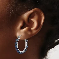 Sterling Silver Rhodium-plated 4-5mm Freshwater Cultured Pearl Hoop Earrings