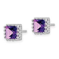2 ct. t.w. Amethyst Polished Post Earrings in Rhodium-plated Sterling Silver
