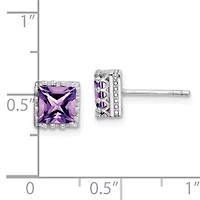 2 ct. t.w. Amethyst Polished Post Earrings in Rhodium-plated Sterling Silver