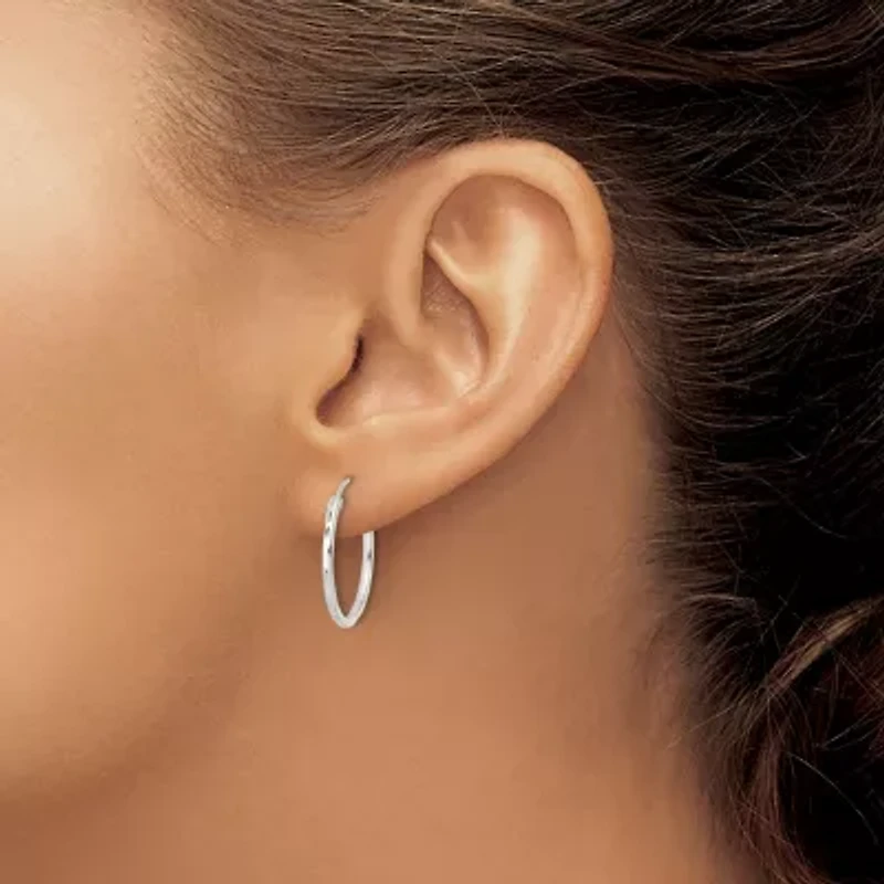 Sterling Silver Polished Diamond-cut Endless Hoop Earrings
