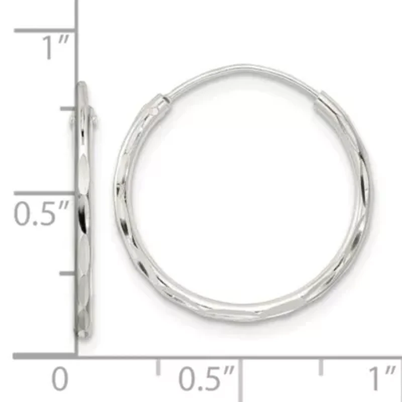 Sterling Silver Polished Diamond-cut Endless Hoop Earrings