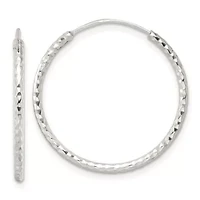 Sterling Silver Polished Diamond-cut Endless Hoop Earrings