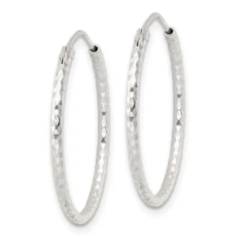 Sterling Silver Polished Diamond-cut Endless Hoop Earrings