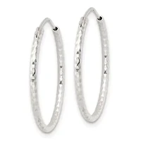 Sterling Silver Polished Diamond-cut Endless Hoop Earrings