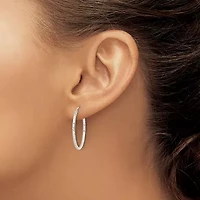 Sterling Silver Polished Diamond-cut Endless Hoop Earrings