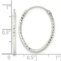 Sterling Silver Polished Diamond-cut Oval Endless Hoop Earrings