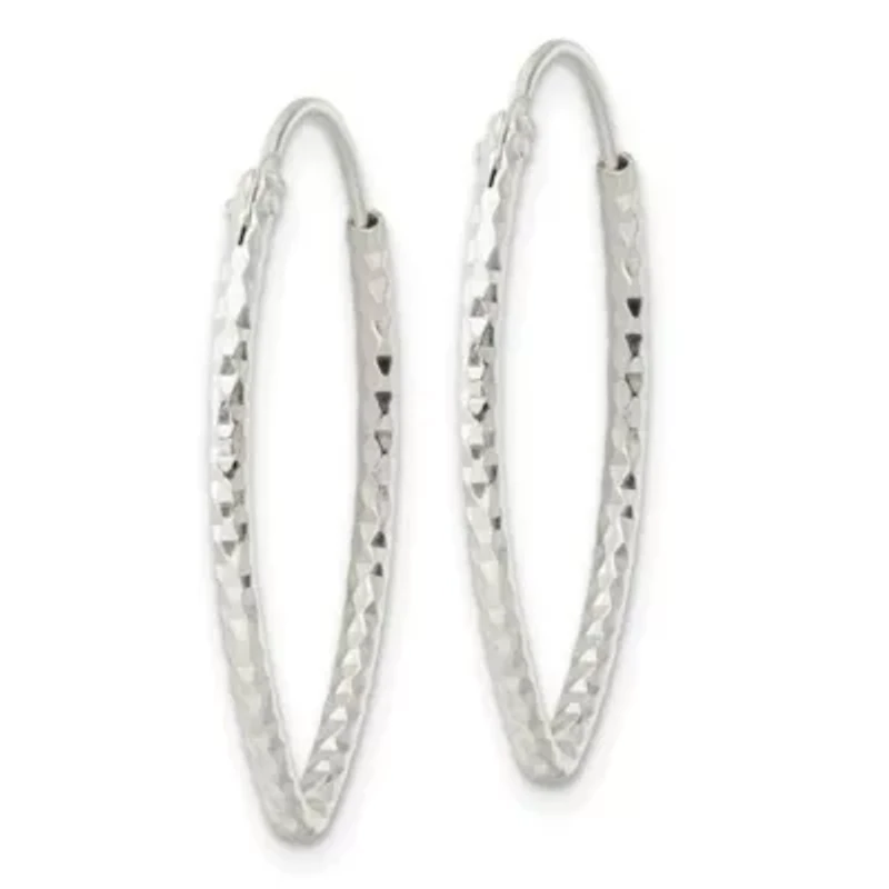 Sterling Silver Polished Diamond-cut Endless Hoop Earrings
