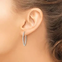 Sterling Silver Polished Diamond-cut Endless Hoop Earrings