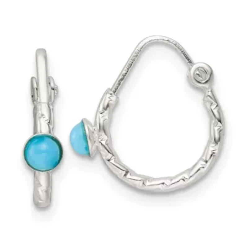 Turquoise Endless Hoop Earrings in Sterling Silver
