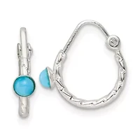 Turquoise Endless Hoop Earrings in Sterling Silver