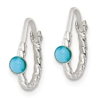 Turquoise Endless Hoop Earrings in Sterling Silver