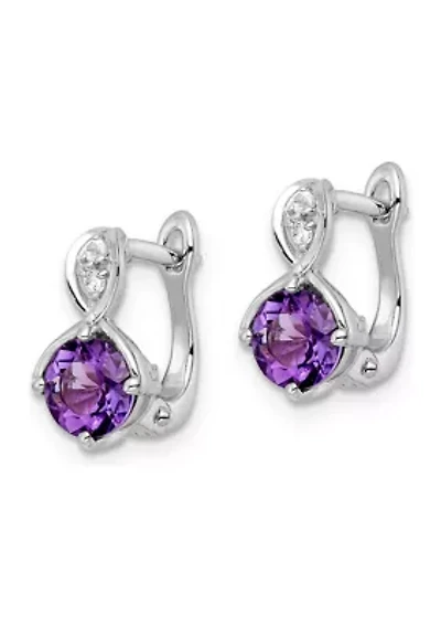 1.95 ct. t.w. Amethyst and White Topaz Hinged Earrings in Rhodium-Plated Sterling Silver