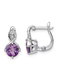 1.95 ct. t.w. Amethyst and White Topaz Hinged Earrings in Rhodium-Plated Sterling Silver