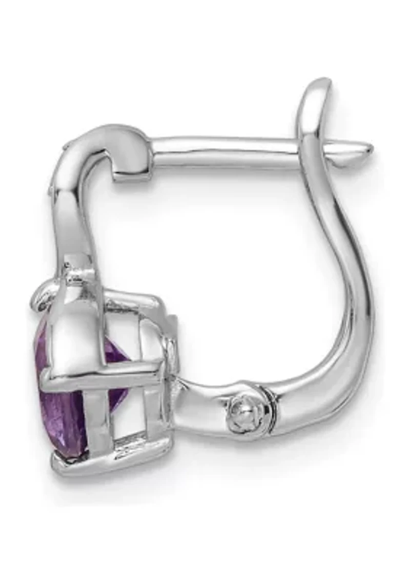 1.95 ct. t.w. Amethyst and White Topaz Hinged Earrings in Rhodium-Plated Sterling Silver