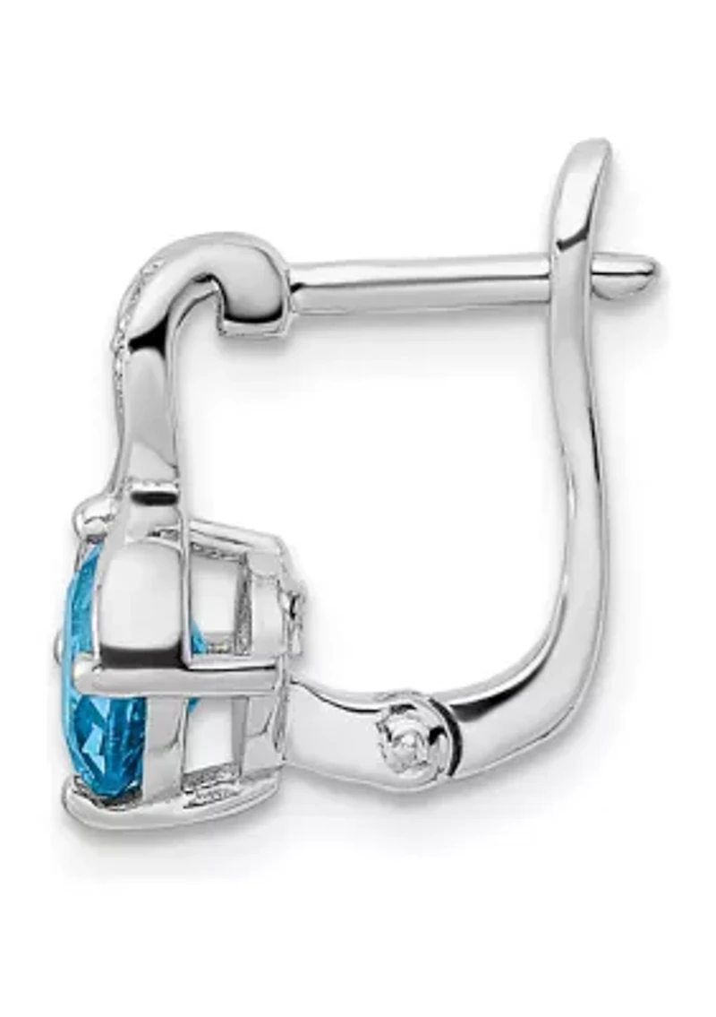 2 ct. t.w. Swiss Blue Topaz and White Topaz Hinged Earrings in Rhodium-Plated Sterling Silver