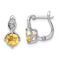 1.4 ct. t.w. Citrine and 0.08 ct. t.w. White Topaz Hinged Earrings in Rhodium-plated Sterling Silver