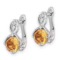 1.4 ct. t.w. Citrine and 0.08 ct. t.w. White Topaz Hinged Earrings in Rhodium-plated Sterling Silver
