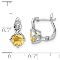 1.4 ct. t.w. Citrine and 0.08 ct. t.w. White Topaz Hinged Earrings in Rhodium-plated Sterling Silver