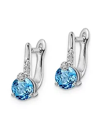 2.1 ct. t.w. Swiss Blue Topaz and White Topaz Circle Hinged Earrings in Rhodium-Plated Sterling Silver
