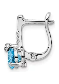 2.1 ct. t.w. Swiss Blue Topaz and White Topaz Circle Hinged Earrings in Rhodium-Plated Sterling Silver