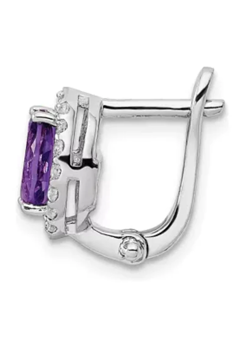1.74 ct. t.w. Amethyst and White Topaz Oval Hinged Earrings in Rhodium-Plated Sterling Silver